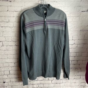 COPY - JACK NICKLAUS 1/4 ZIP SWEATER SIZE large Mock Neck Wool Blend Stripes Li…